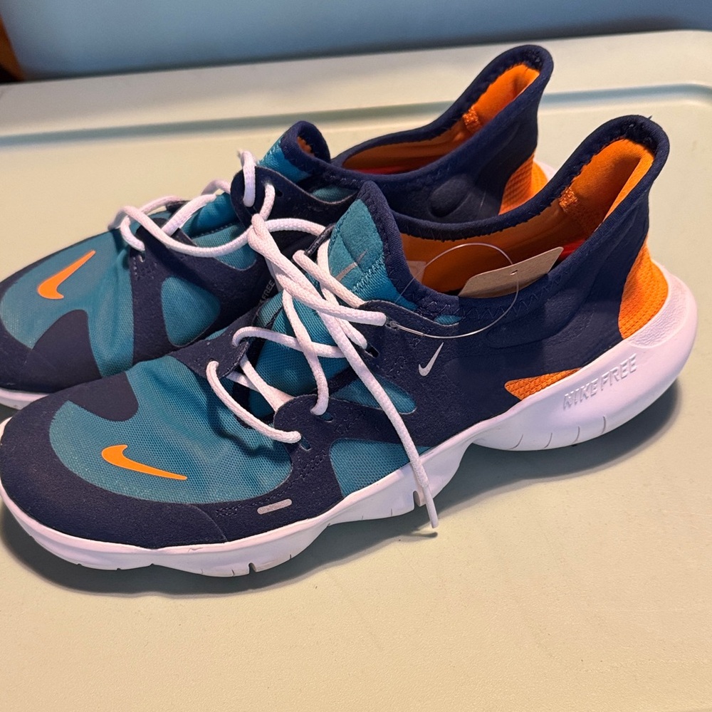 Nike Free Run Sneakers - Teal and Orange